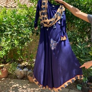 Indian blue maxi dress with draped material